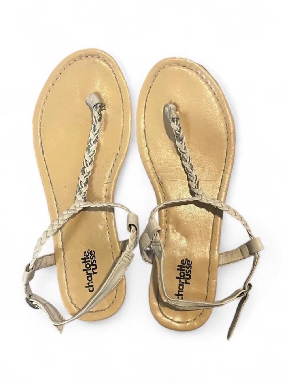 Charlotte Russe Braided T-Strap Sandals